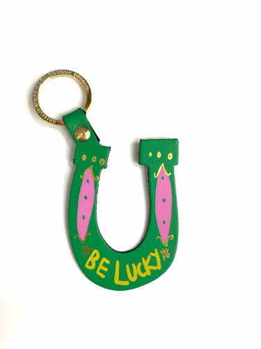 BE LUCKY LEATHER KEY RING