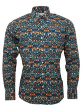 Men’s Blue and Orange Luxury Cotton Floral Shirt