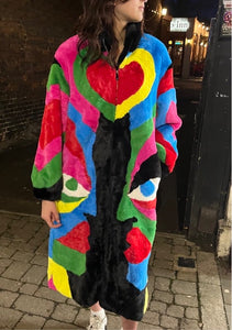 Picasso Bamboo Blend Hand Painted Maxi Coat