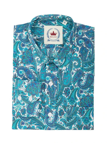 Men’s Turquoise Luxury Cotton Paisley Shirt